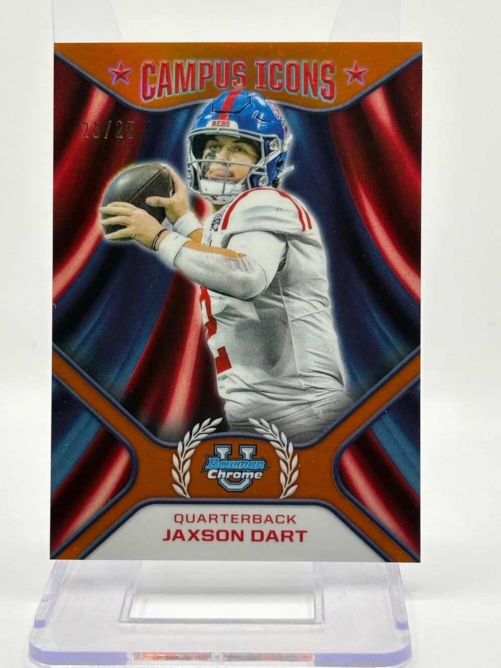 2024 Bowman Chrome U Jaxson Dart Campus Icons Orange Refractor 23/25 SP Giants